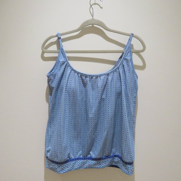 CABANA LIFE X TALBOTS Blue Diamond Blouson Tankini Top Summer Vacation - Size S - Picture 3 of 12